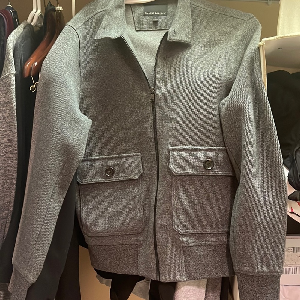 Banana Republic Bomber Zippered Jacket | Grey